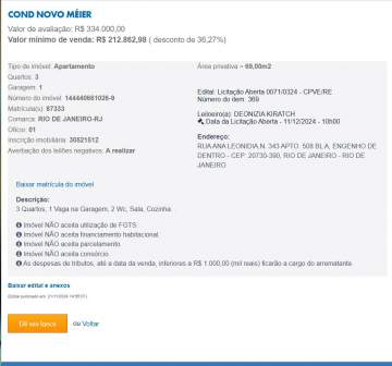 ACREDITE! VOCÊ PODE! - Apartamento 3 quartos à venda Rio de Janeiro,RJ Engenho de Dentro - R$ 212.862 - CBAP30197
